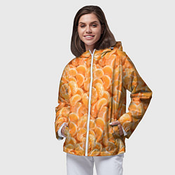 Ветровка с капюшоном женская Паттерн дольки мандарин, цвет: 3D-белый — фото 2