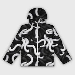 Ветровка с капюшоном женская Черные и белые змеи, цвет: 3D-белый