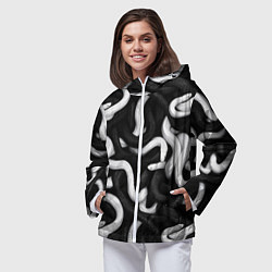 Ветровка с капюшоном женская Черные и белые змеи, цвет: 3D-белый — фото 2