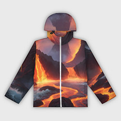 Ветровка с капюшоном женская Текущая лава, цвет: 3D-белый