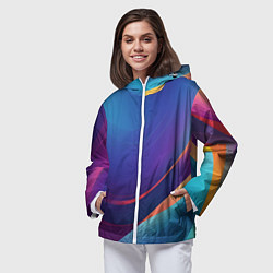 Ветровка с капюшоном женская Красивый градиент абстракция, цвет: 3D-белый — фото 2