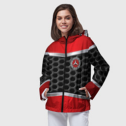 Ветровка с капюшоном женская Mercedes benz carbon steel, цвет: 3D-черный — фото 2