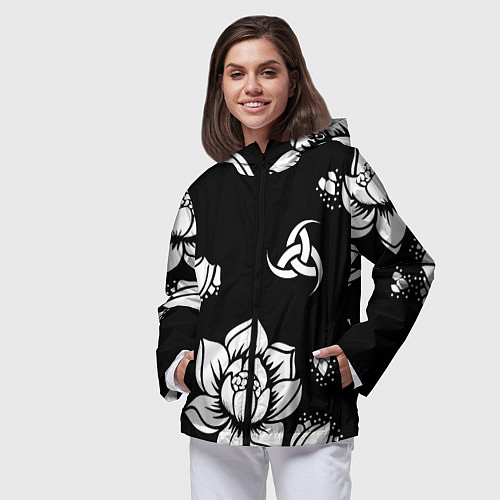 Женская ветровка Русская община символика розы / 3D-Черный – фото 3
