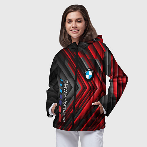 Женская ветровка BMW geometry stripes red / 3D-Черный – фото 3