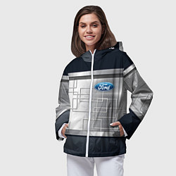 Ветровка с капюшоном женская FORD текстура из метала, цвет: 3D-белый — фото 2