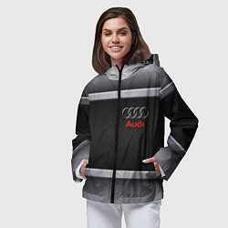 Ветровка с капюшоном женская Audi metal texture, цвет: 3D-черный — фото 2