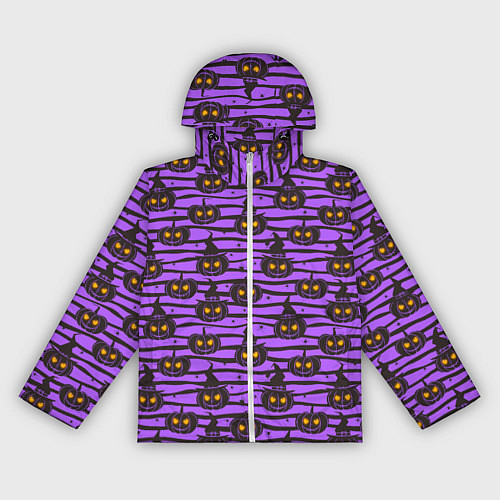 Женская ветровка Хэллоуин - тыква со светящимися глазами / 3D-Белый – фото 1