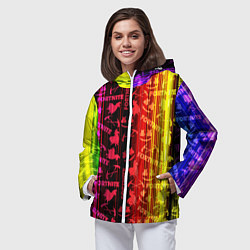 Ветровка с капюшоном женская Fortnite neon game, цвет: 3D-белый — фото 2