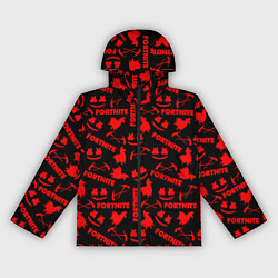Ветровка с капюшоном женская Fortnite pattern game red, цвет: 3D-черный