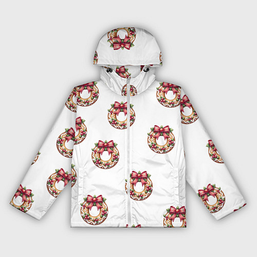 Женская ветровка Много новогодних пончиков с бантиком и ягодами / 3D-Белый – фото 1