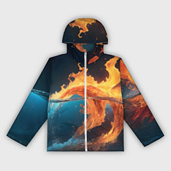 Ветровка с капюшоном женская Вода и огонь, цвет: 3D-белый