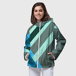 Ветровка с капюшоном женская Геометрия из полос, цвет: 3D-белый — фото 2
