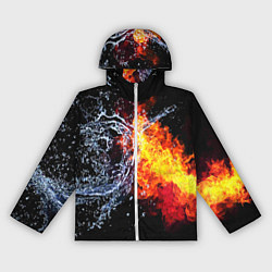 Ветровка с капюшоном женская Столкновения огня и воды, цвет: 3D-белый