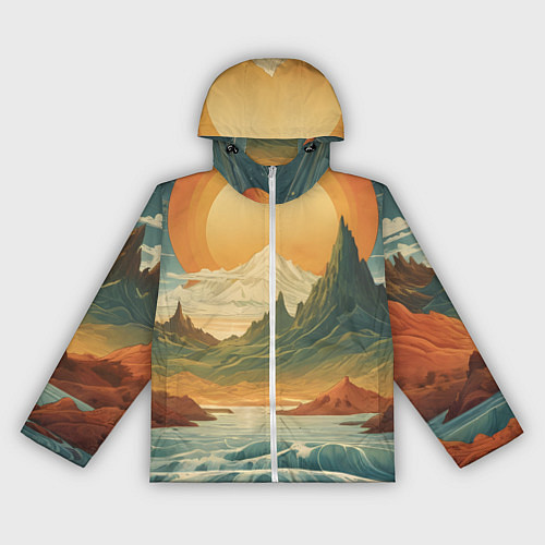 Женская ветровка В теплых горах на закате / 3D-Белый – фото 1