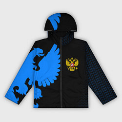 Ветровка с капюшоном женская Герб РФ синий, цвет: 3D-черный