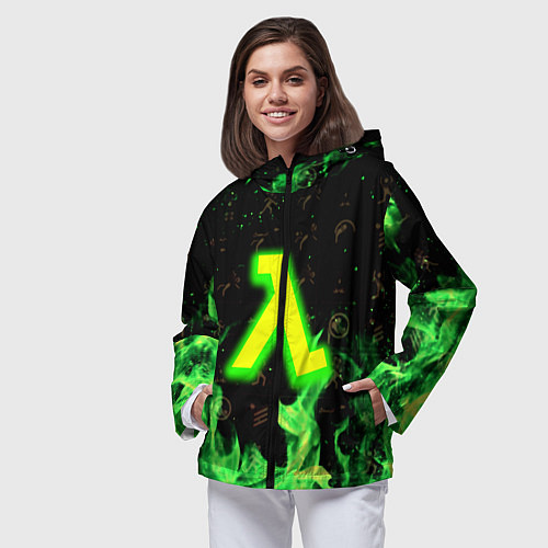 Женская ветровка Half life огонь зеленый / 3D-Черный – фото 3