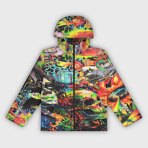 Женская ветровка Кислотные рисунки психоделика / 3D-Черный – фото 1