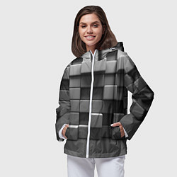 Ветровка с капюшоном женская Текстура кубы, цвет: 3D-белый — фото 2