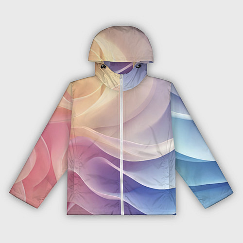 Женская ветровка Текстура с градиентом волны / 3D-Белый – фото 1
