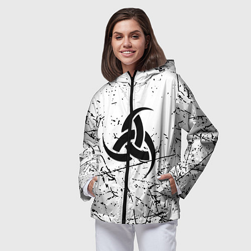 Женская ветровка Символика славянская текстура / 3D-Черный – фото 3