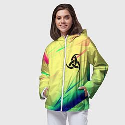 Ветровка с капюшоном женская Славянская символики лого, цвет: 3D-белый — фото 2