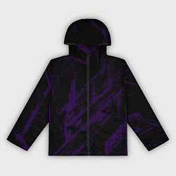 Ветровка с капюшоном женская Фиолетовые точки на чёрном фоне, цвет: 3D-черный