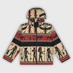 Ветровка с капюшоном женская Египетский орнамент, цвет: 3D-черный