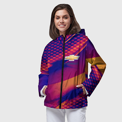 Женская ветровка Chevrolet текстура / 3D-Черный – фото 3