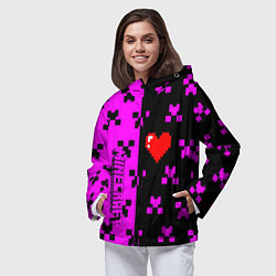 Ветровка с капюшоном женская Minecraft love game, цвет: 3D-черный — фото 2