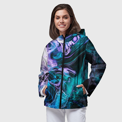 Женская ветровка Цветной дым текстура / 3D-Черный – фото 3