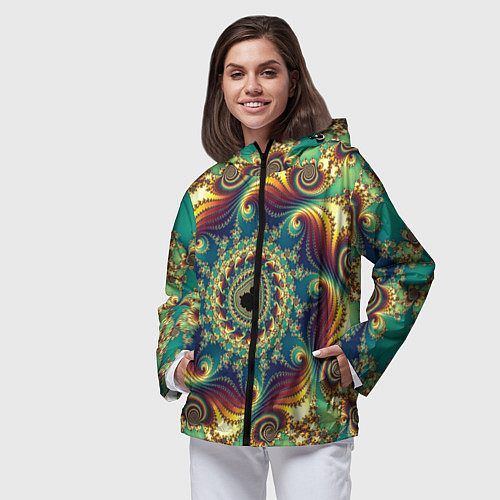 Женская ветровка Оптический узор текстура / 3D-Черный – фото 3