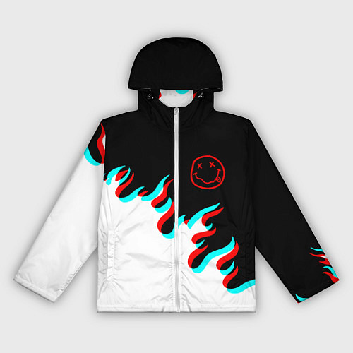 Женская ветровка Нирвана глитч огонь / 3D-Белый – фото 1