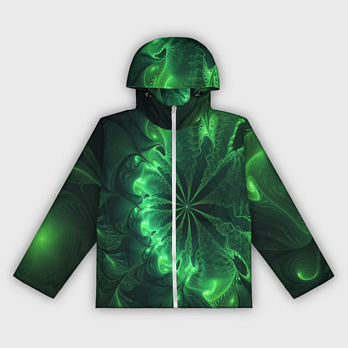 Женская ветровка Оптический зелёный фрактал / 3D-Белый – фото 1