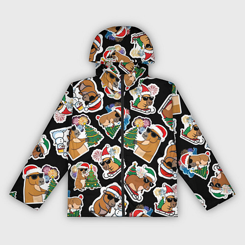 Женская ветровка Новогодняя капибара с ёлкой / 3D-Черный – фото 1