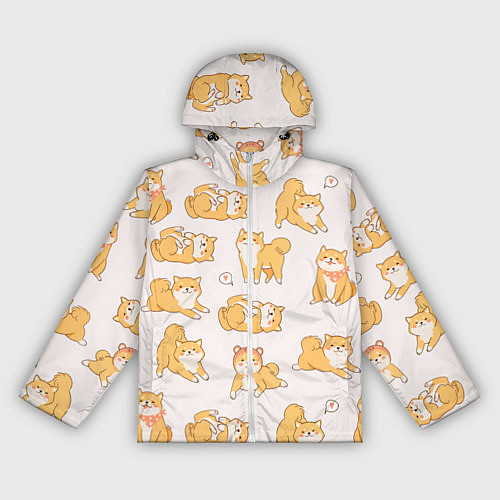 Женская ветровка Паттерн сиба ину / 3D-Белый – фото 1