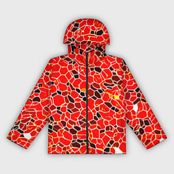 Ветровка с капюшоном женская Абстрактные плитки красные и чёрные, цвет: 3D-черный