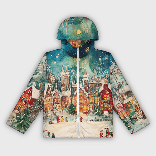 Женская ветровка Новогодний снежный город / 3D-Белый – фото 1