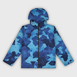 Ветровка с капюшоном женская Синий камуфляж, цвет: 3D-черный