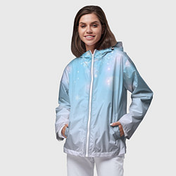 Ветровка с капюшоном женская Зимний градиент со снежинками, цвет: 3D-белый — фото 2