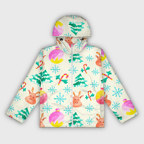 Женская ветровка Зимний новогодний узор / 3D-Белый – фото 1