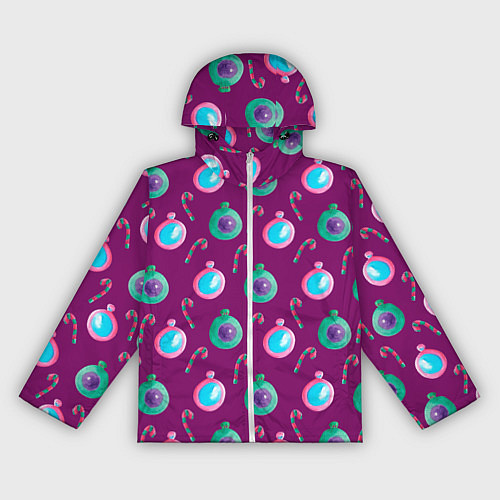 Женская ветровка Новогодний узор с елочными игрушками / 3D-Белый – фото 1