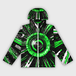 Ветровка с капюшоном женская Чёрно-зелёная сфера киберпанк, цвет: 3D-белый