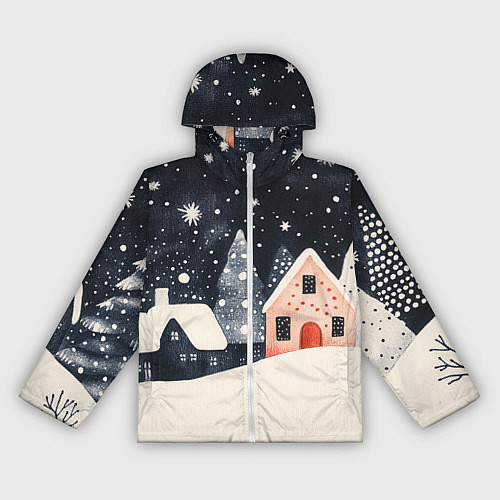 Женская ветровка Новогодняя ночь и розовый домик / 3D-Белый – фото 1