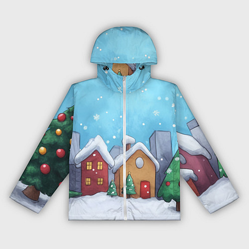 Женская ветровка Домики новогодние / 3D-Белый – фото 1