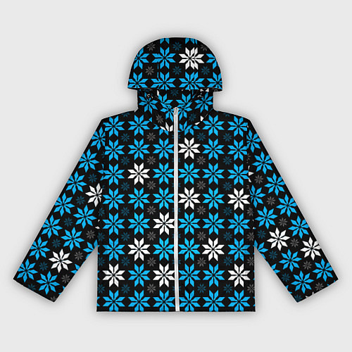 Женская ветровка Бело-голубые звёзды на чёрном фоне / 3D-Белый – фото 1