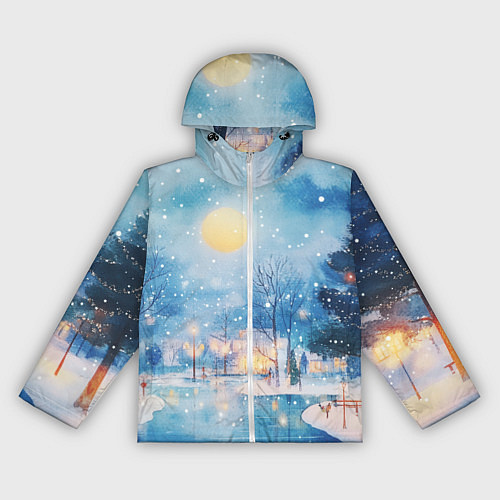 Женская ветровка Новогодняя атмосфера - акварель / 3D-Белый – фото 1