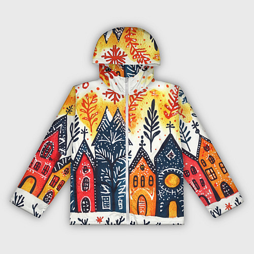 Женская ветровка Разноцветные новогодние дома / 3D-Белый – фото 1
