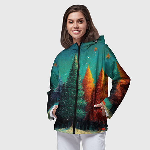 Женская ветровка Разноцветные елочки / 3D-Черный – фото 3