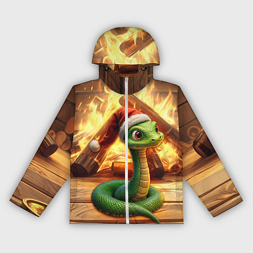 Женская ветровка Зеленая новогодняя змея 2025 года / 3D-Белый – фото 1