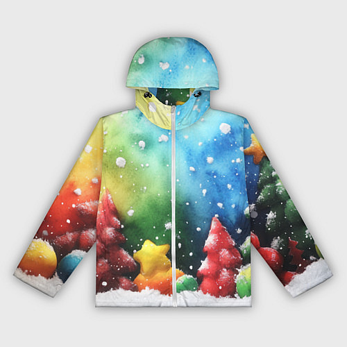 Женская ветровка Акварельные новогодние елки / 3D-Белый – фото 1